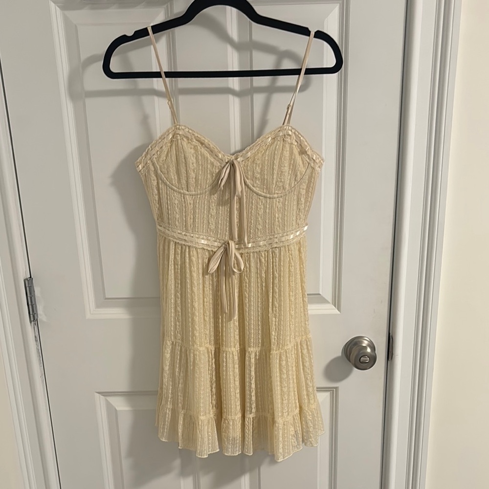 Jessica Simpson Cream Pleated Bustier Sundress